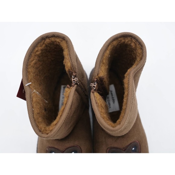 Ameta Boots Kids Size 10 Brown Monkey Face Side Zip Faux Suede Mid Calf - Picture 7 of 10